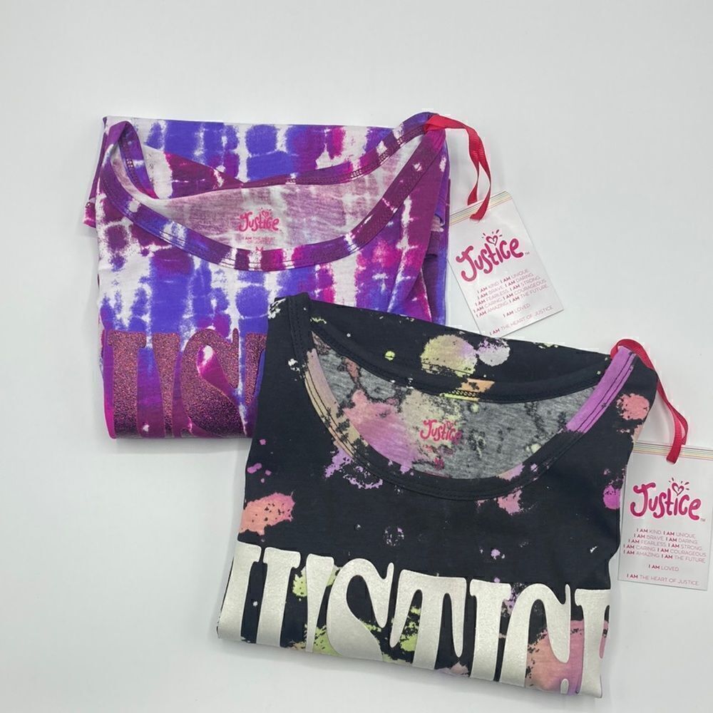 Justice Girls Short Sleeve Tie Dye Tee T-Shirts 2-Pack Size M 10